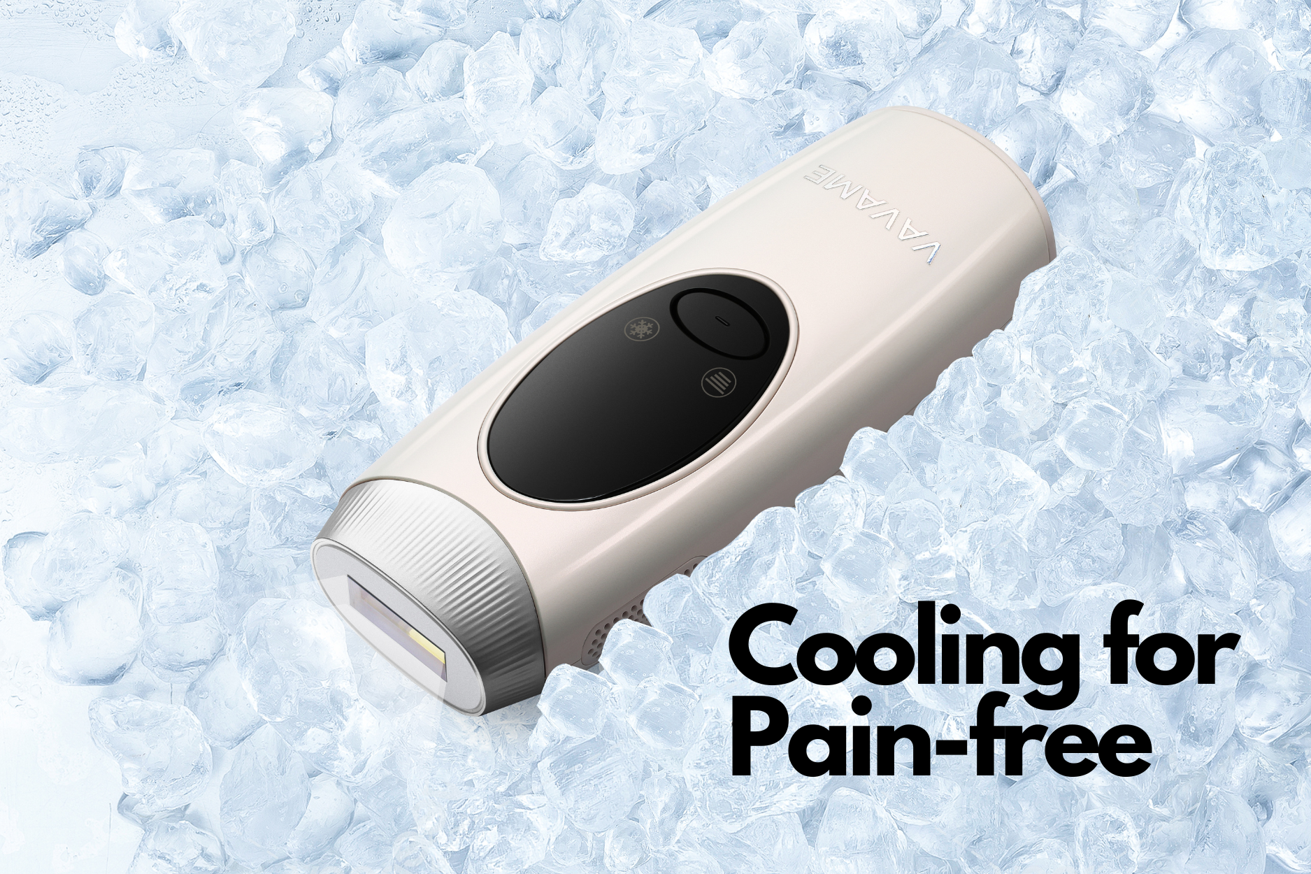 5 seconds cooling for pain free with saphire cooling tech from vavame. No burns and no irriations on legs, arms, underarms, chest, bikini area and hair on lips hair removal.